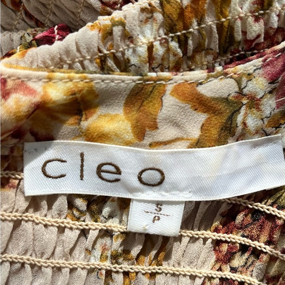 CLEO-Floral Smocked Blouse | Long Sleeve Sheer Boho Top | Size Small - Picture 12 of 14